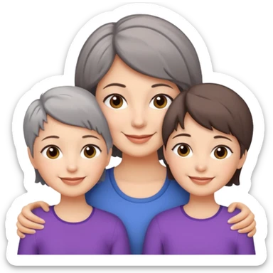 A mum with short Gray hair and her two adult daughters with brown hair sticker