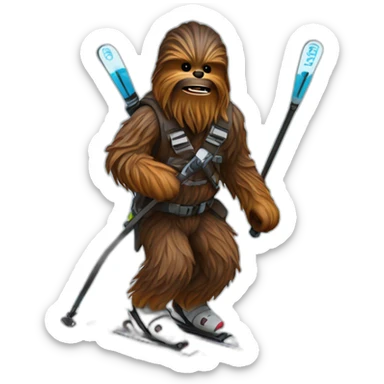 wookie on skier sticker