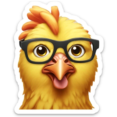 Can I have a small chicken with glasses sticker