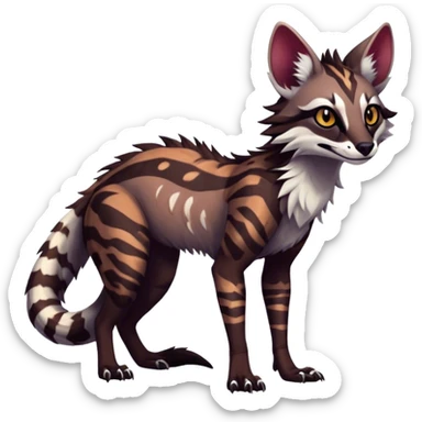 Feral Rare Fantasy dark vibrant Vernid-Sergal-Genet-species-animal-creature by LiLaiRa, random markings, tufted ears, full body, 4 legs sticker