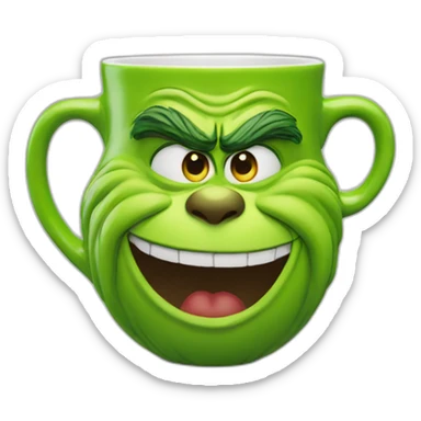 Grinch face shaped mug sticker