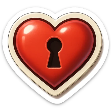 retro sticker style heart with a keyhole in the center, bold and playful sticker