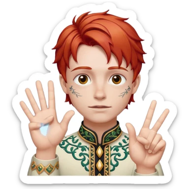Carti Yvl handsign with red hair sticker