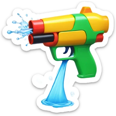 watergun towards a emoji's head and is suishing the camera sticker