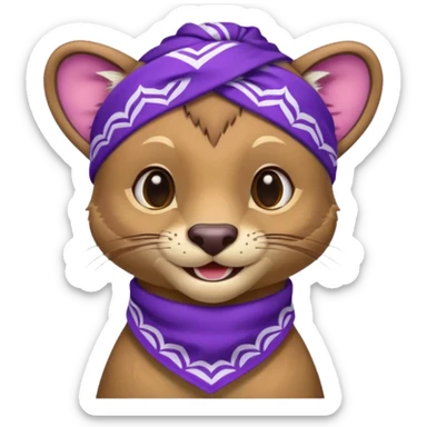 
Fossa animal in purple bandana with white patterns on forehead from league of legends laughing emoticon sticker