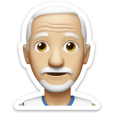 mostly bald old man with white hair and blue eyes sticker