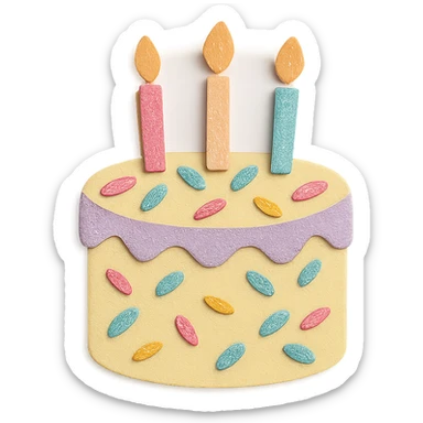 funfetti birthday cake with pastel sprinkles and candles sticker