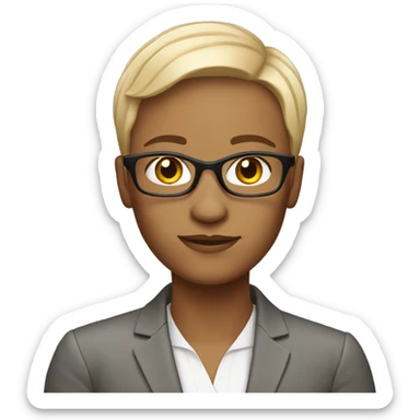 White business teacher with short hair color  sticker