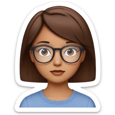 une personne joli, avec des cheveux court brun , et des lunettes tourné de trois quart  sticker