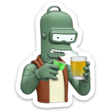 FUturama Bender drinking  sticker