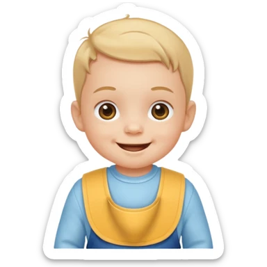 baby with bib sticker
