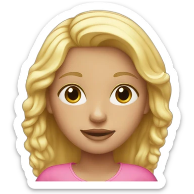 Blond girl using pink macbook sticker