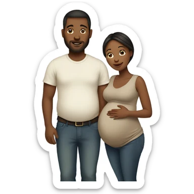 A pregnant woman with her husband  sticker