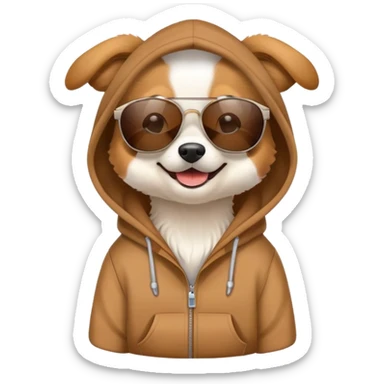 Dog wearing a hoodie and sunglasses  sticker