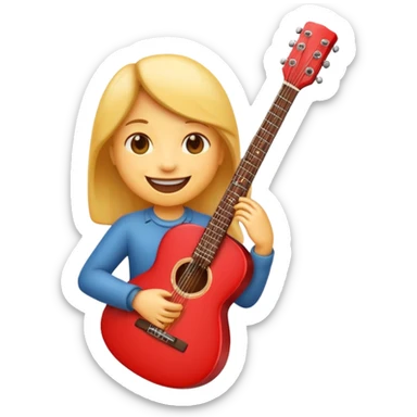 A cute emoji Heart how is holding a guitar and smile sticker