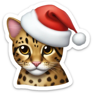 Leopard cat with santa hat sticker