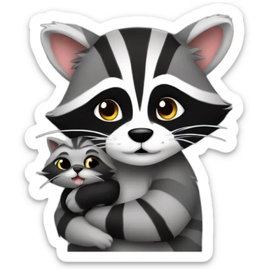 racoon hugging cat sticker