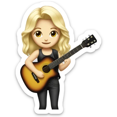 Chibi blonde girl with a guitar sticker