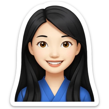 Rich Pretty Asian girl with long hair sticker