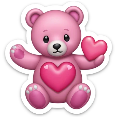 teddy bear Pink heart  sticker