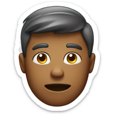 An emoji with a hand on his head in the background. sticker