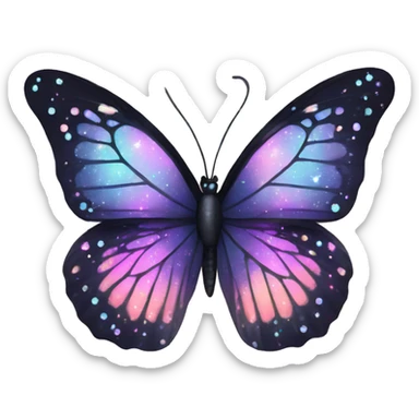 sparkly pastel black galaxy butterfly sticker