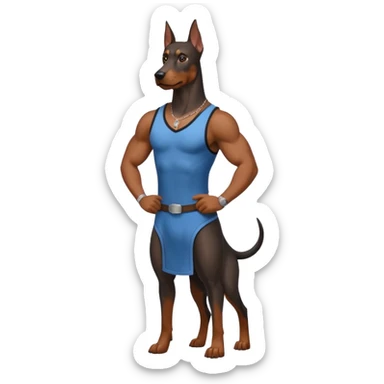 Doberman with clothes on sticker