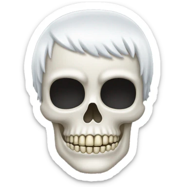 white skull with a wig sticker