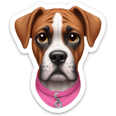 boxer dog wearing pink dress sticker