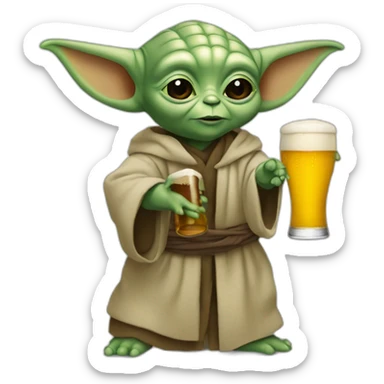 Bébé yoda qui boit un bière  sticker