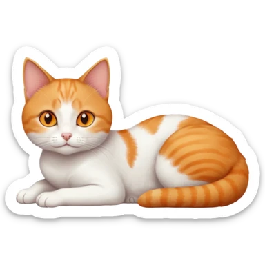 full body tiny short hair ginger and white cat with orange eyes lying down sticker