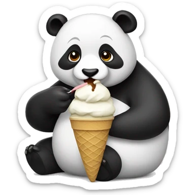 Panda eating ice cream sticker