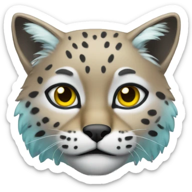 Bobcat cyan grey , yellow eyes  sticker
