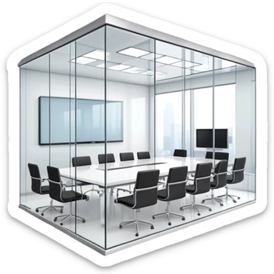 small glass conference room with glass walls sticker