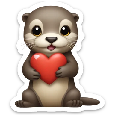 Otter holding heart sticker