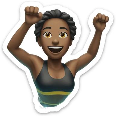 woman jumping into swimming pool sticker