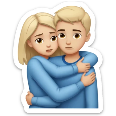 girl and boy hugging but the boy is mad  sticker