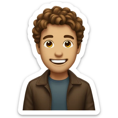 Emoji laugh BROWN HAIR sticker