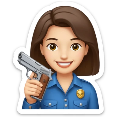 Este emoji 😂 de risa con una pistola en la mano sticker