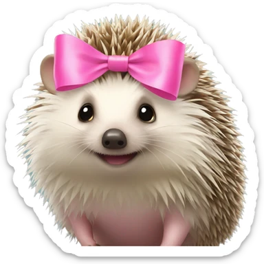 hedgehog with a pink bow sticker