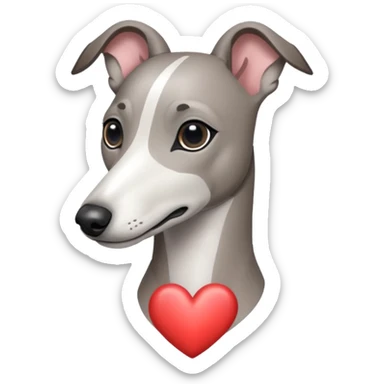 brindle grey whippet hearts sticker