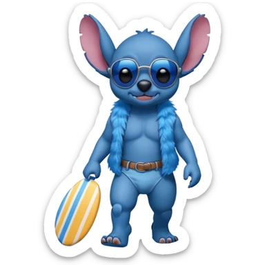 Stitch walking on the beach sticker