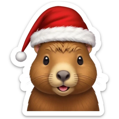 Capibara con sombrero navideño sticker