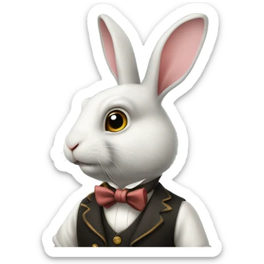 rabbit wearing a waistcoat and monocle alice in wonderland like sticker