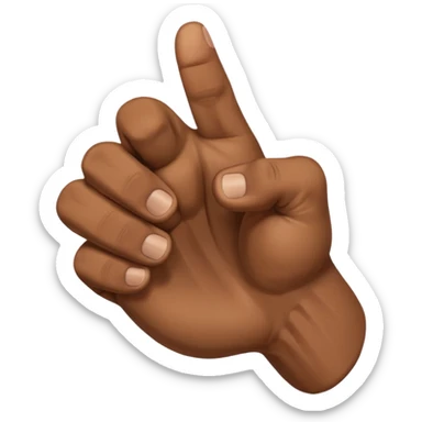 right fist, brown skin tone, thumb pointing out, camera-facing, minimal background sticker