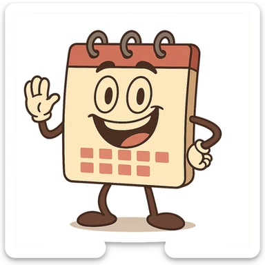 calendar with a big smile, cartoon style sticker