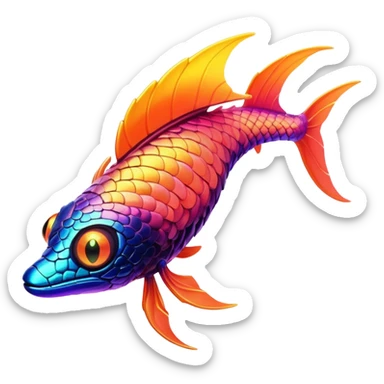 Tropical futuristic lush warm-colored neon-colored Fakémon-Trico-creature sticker