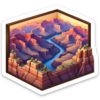 Grand Canyon isometric sunset  sticker