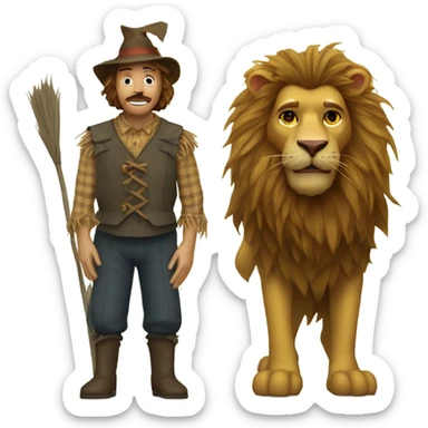 The scarecrow and cowardly lion  sticker