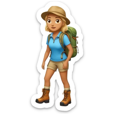 woman hiking in the woods in the sunshine sticker
